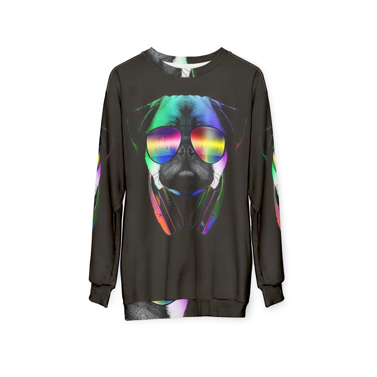 Pug music lover neon sweatshirt - hanging