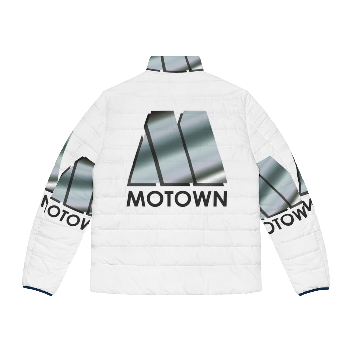 Motown retro 80s puffer jacket with classic music label design - Back