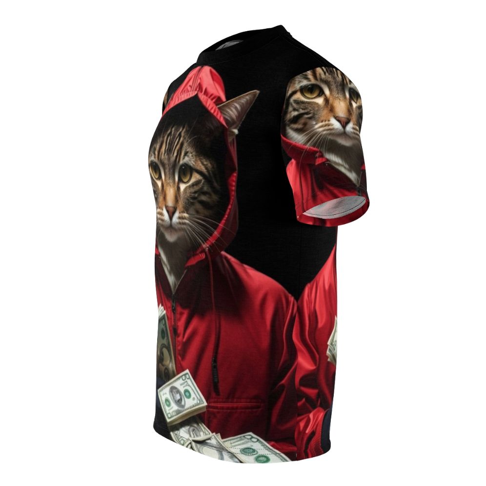 Fans of Money Heist and Cats Will Love This Unique T-Shirt - men left