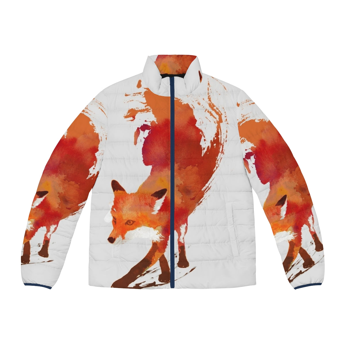 Vulture puffer jacket with colorful abstract art design