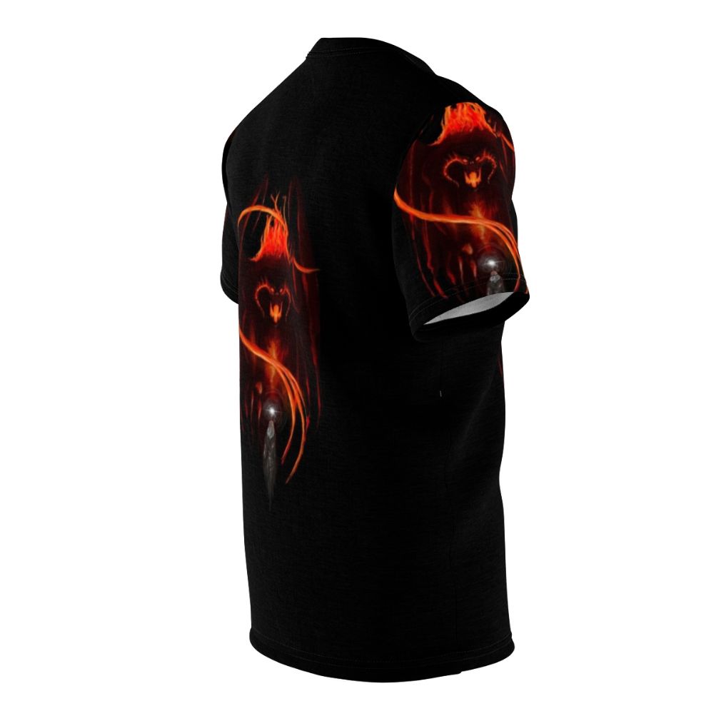 Balrog fantasy t-shirt with dark, epic imagery inspired by Lord of the Rings - men right