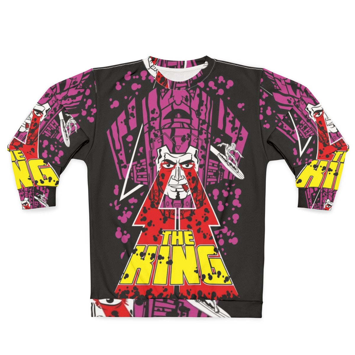 The King Sweatshirt featuring cosmic superheroes from Marvel and DC comics