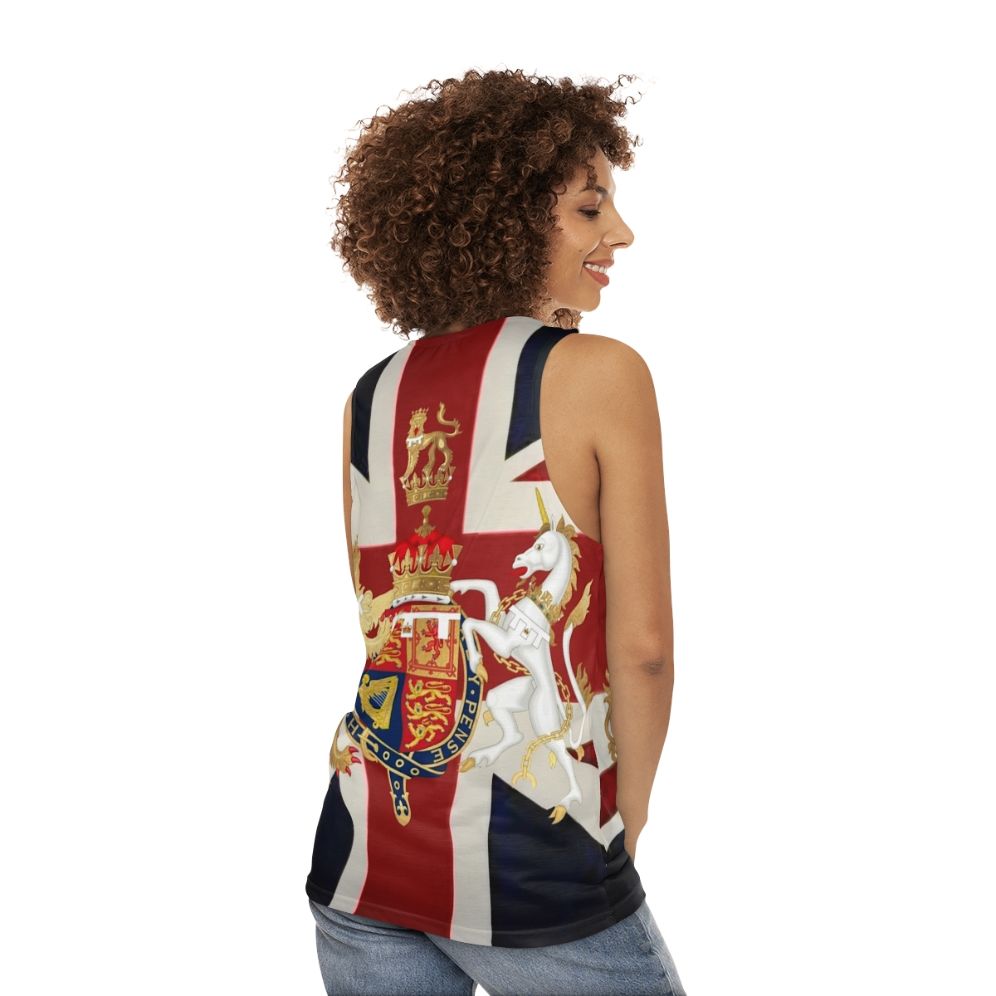 Unisex tank top featuring the Union Jack with Windsor insignia - women back