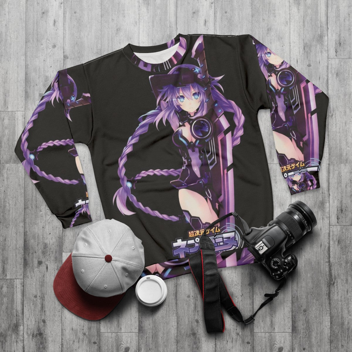 Hyperdimension Neptunia Purple Heart Anime Sweatshirt - flat lay