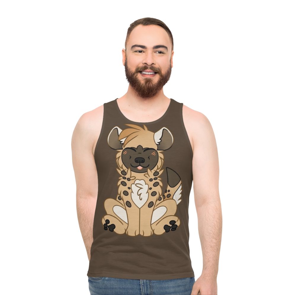 Chibi hyena design on a unisex tank top - men