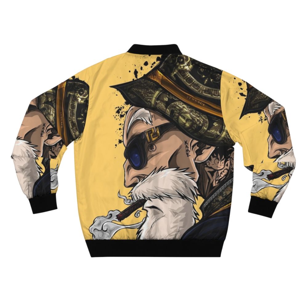 Master Roshi from Dragonball Z anime character graphic on a bomber jacket - Back