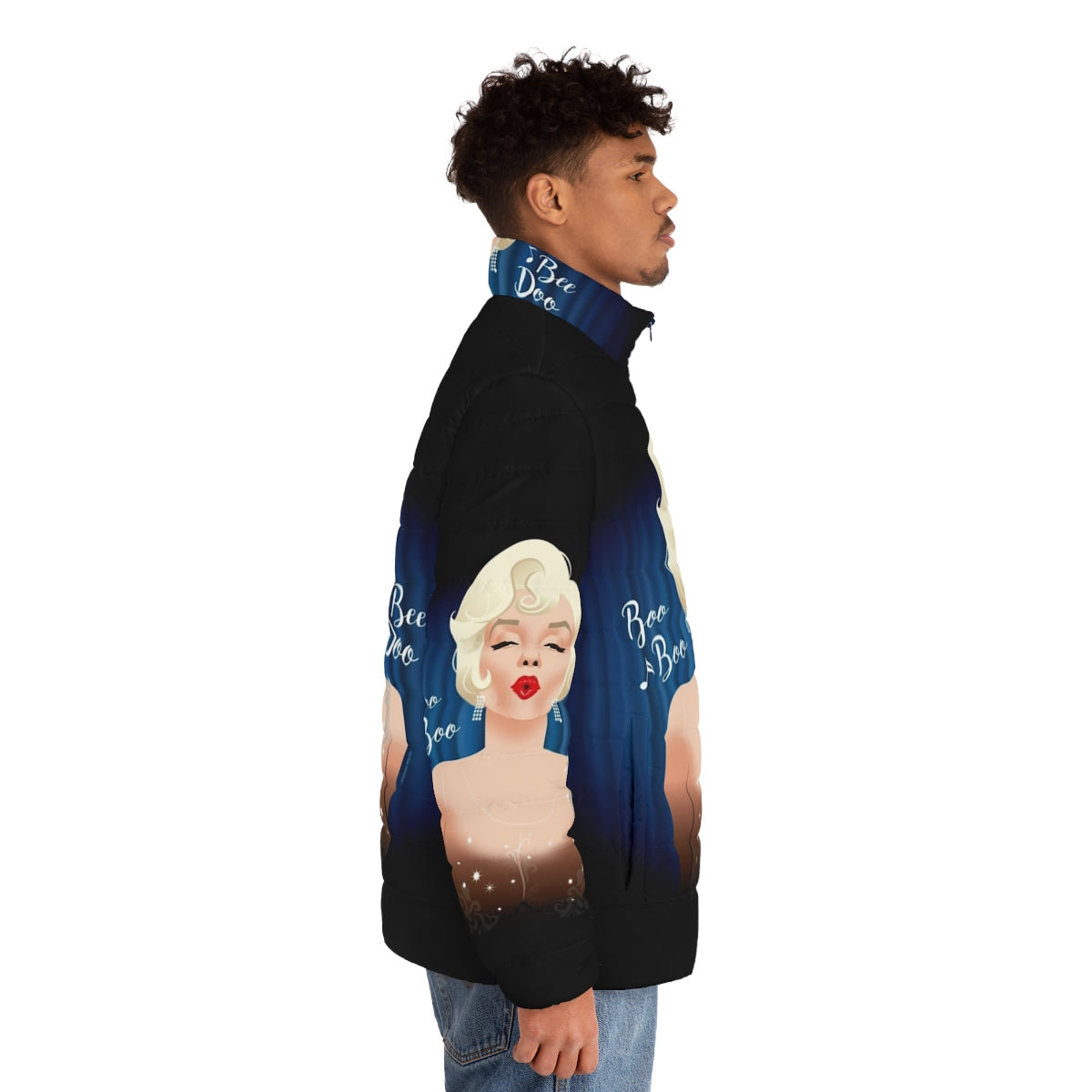 Sugar Puffer Jacket featuring Marilyn Monroe's iconic Hollywood glamour - men side right