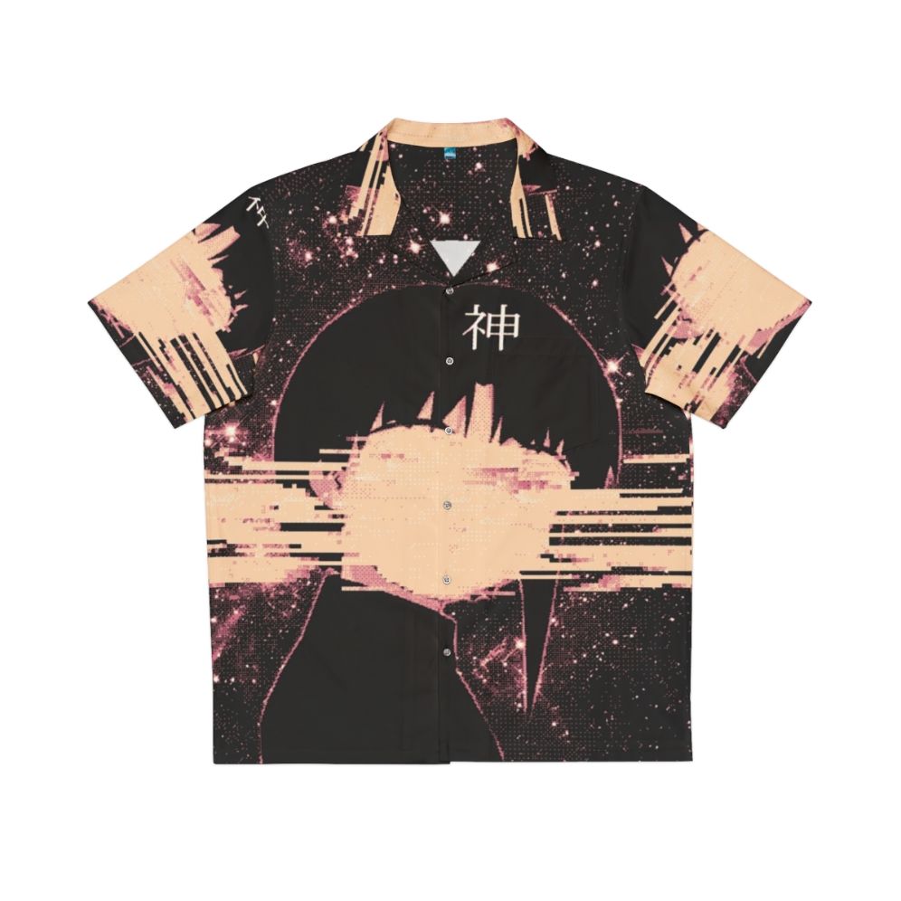 Cosmic Glitch Hawaiian Shirt featuring outer space and glitch art design