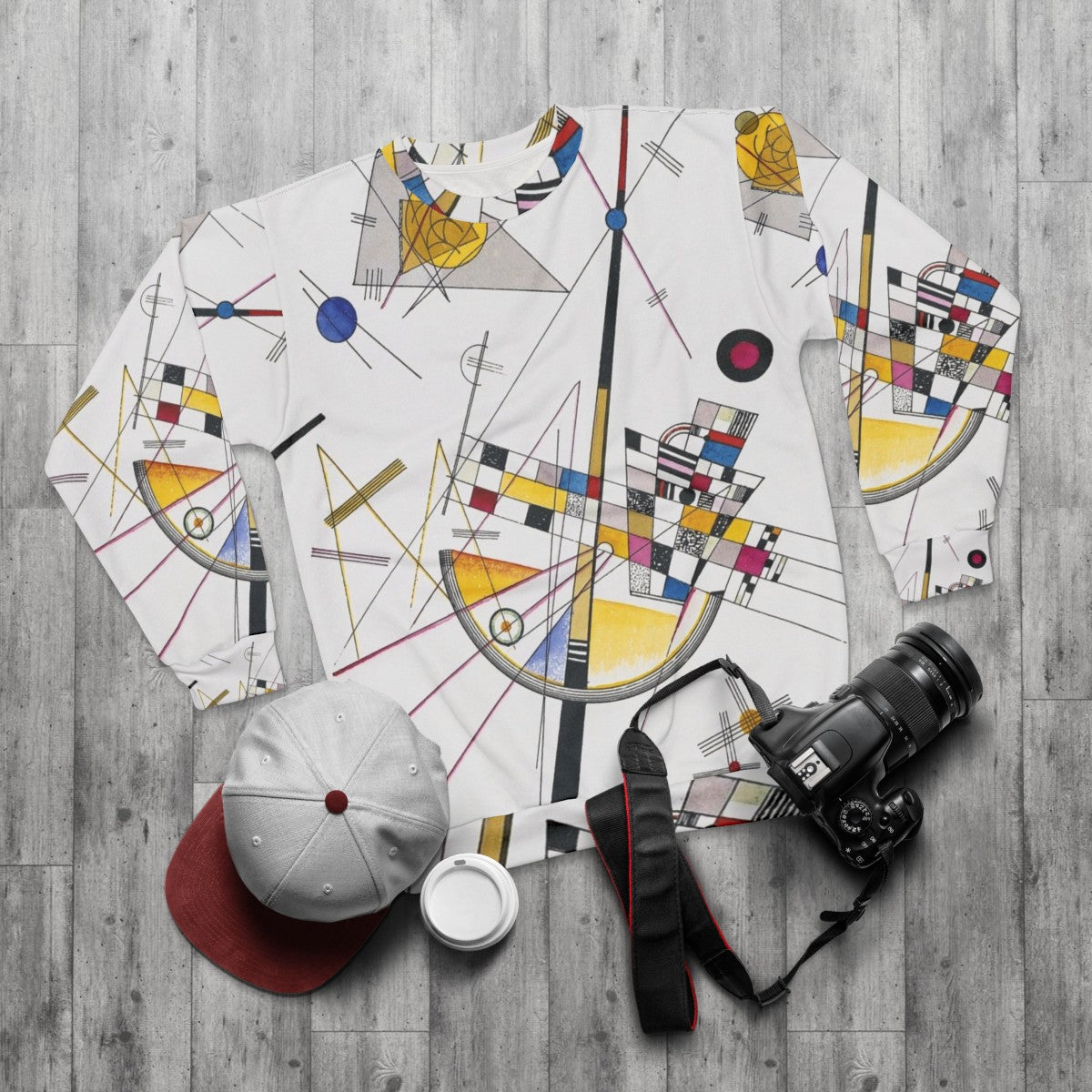 Wassily Kandinsky Delicate Tension Sweatshirt - Abstract Art Masterpiece - flat lay