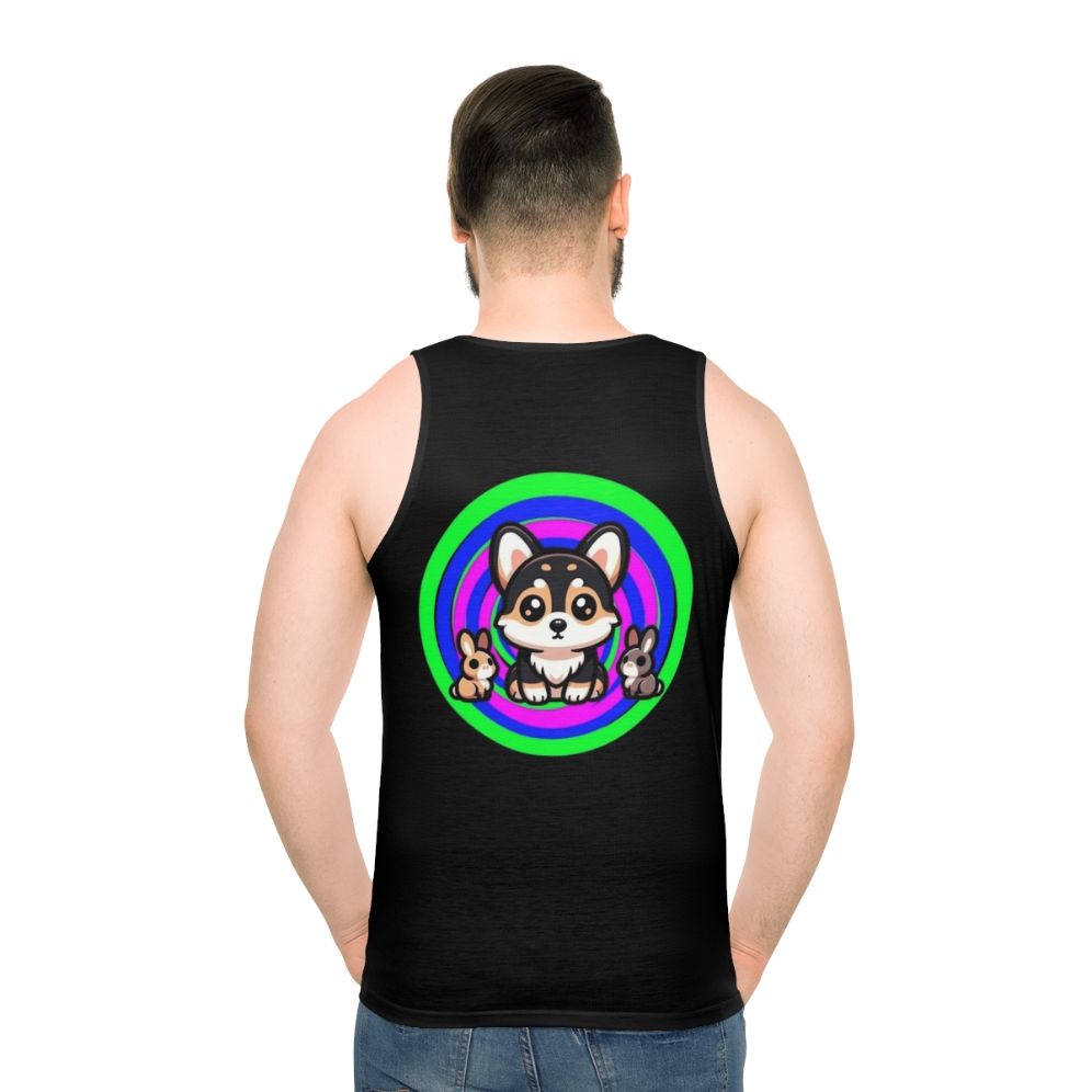 Tricolor Corgi Unisex Tank Top - men back