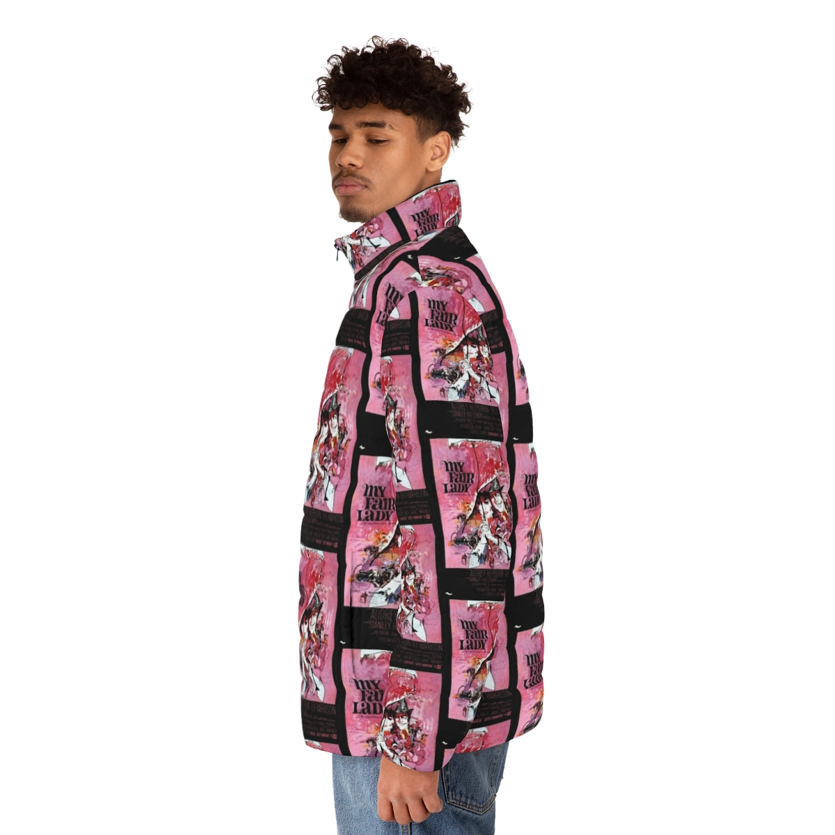 Puffer jacket with "My Fair Lady" movie poster design - men side left