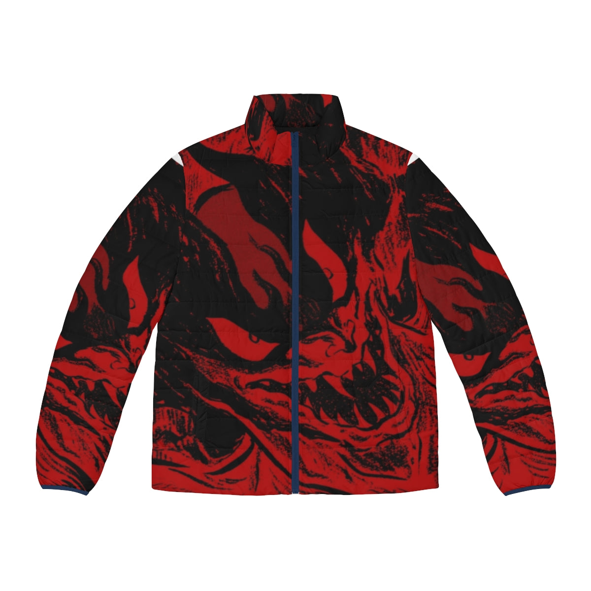 Devilman Crybaby Puffer Jacket featuring the iconic Devilman character from the Netflix anime series