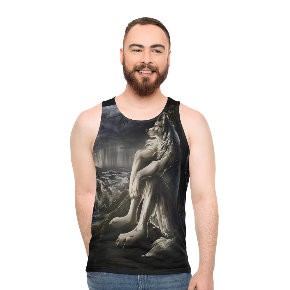 Werewolf meme unisex tank top - men