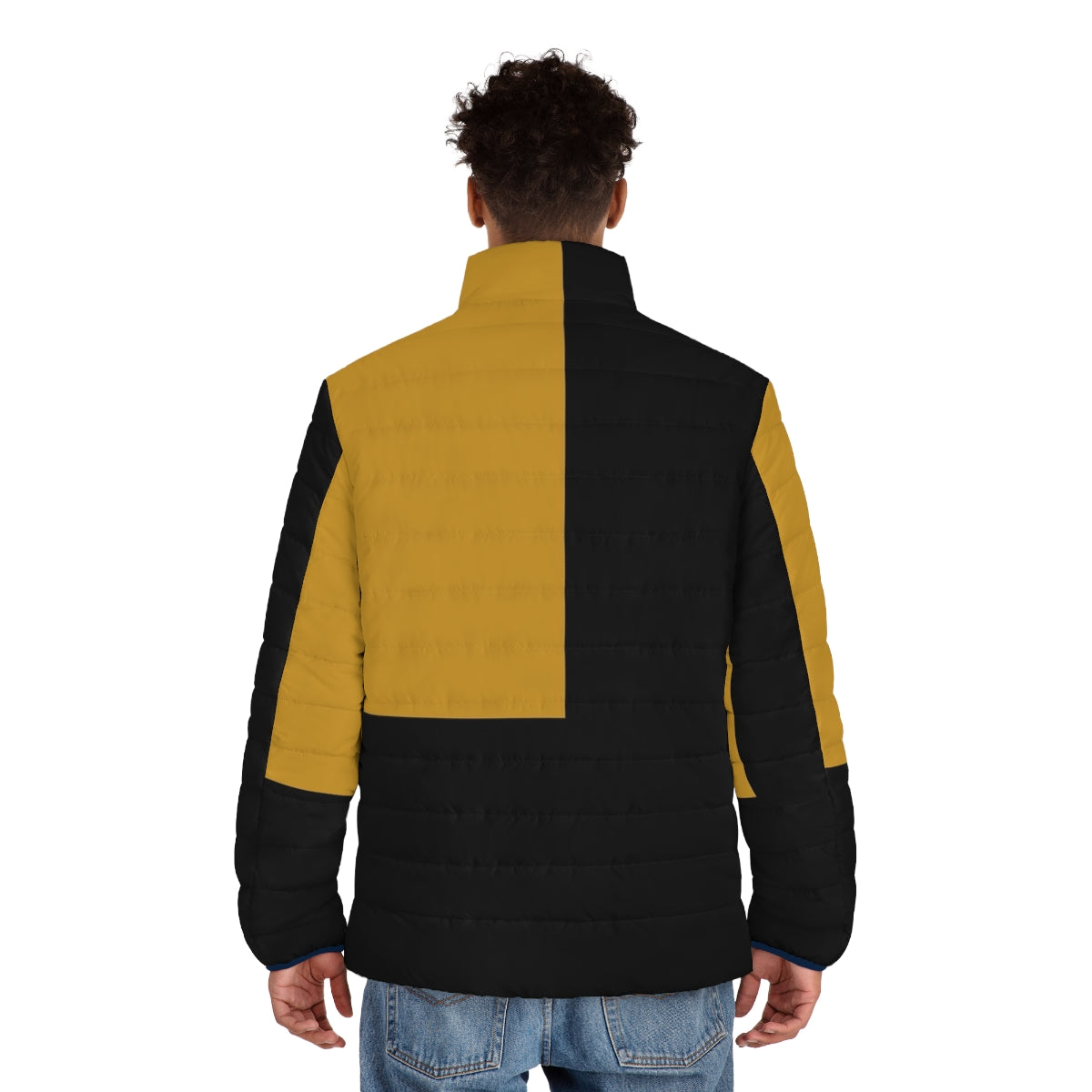 Billy the Kid Puffer Jacket with Artsy Design - men back