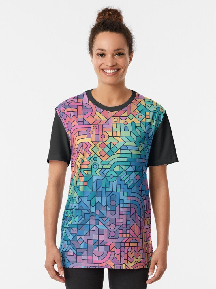 Colorful chaos abstract graphic design on a t-shirt - Women