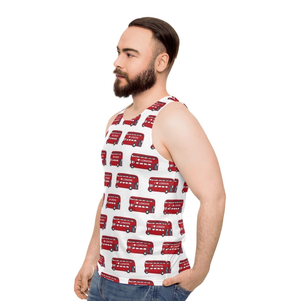 London red double decker bus pattern unisex tank top - men side