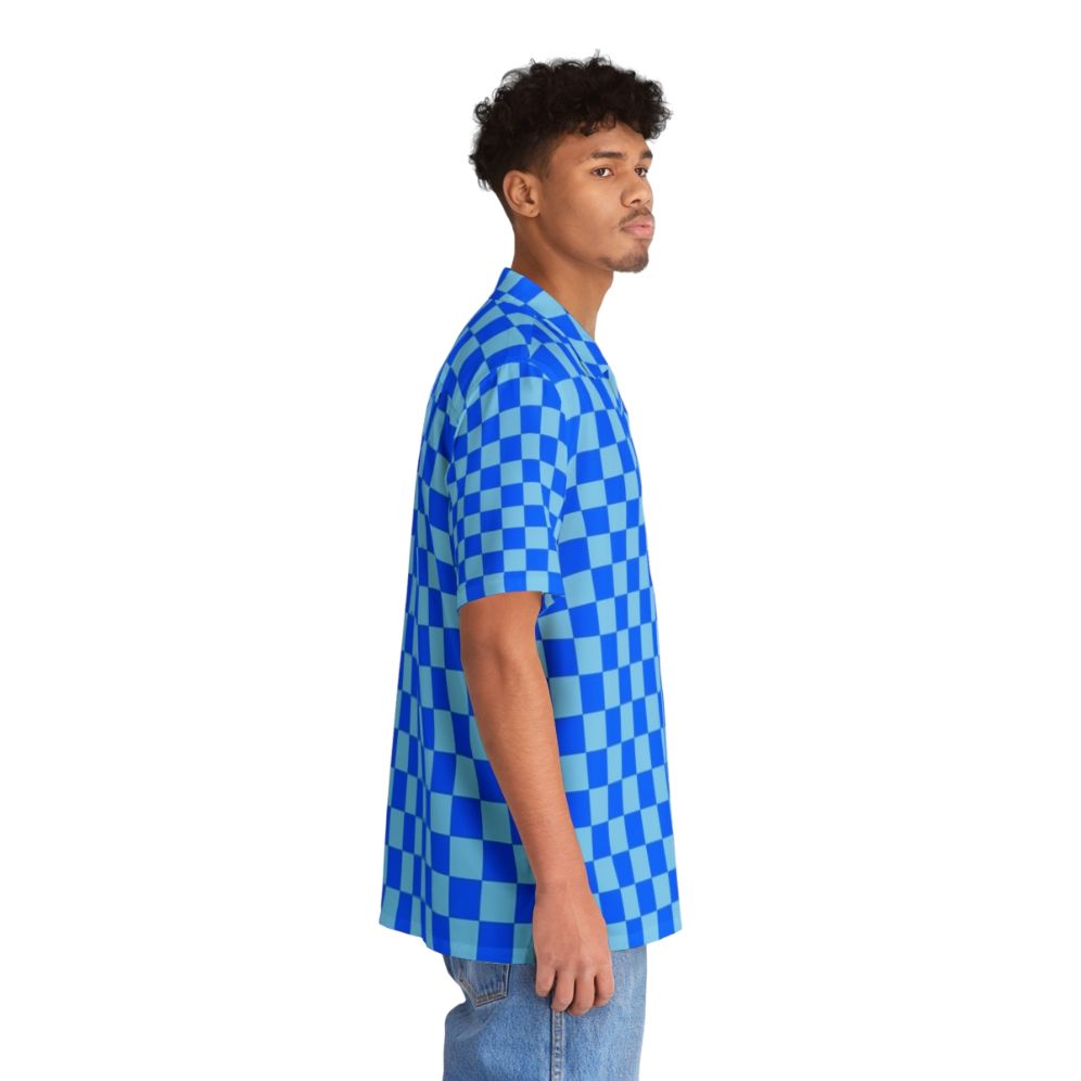 Baby Blue and Brandeis Blue Checkered Hawaiian Shirt - People Pight