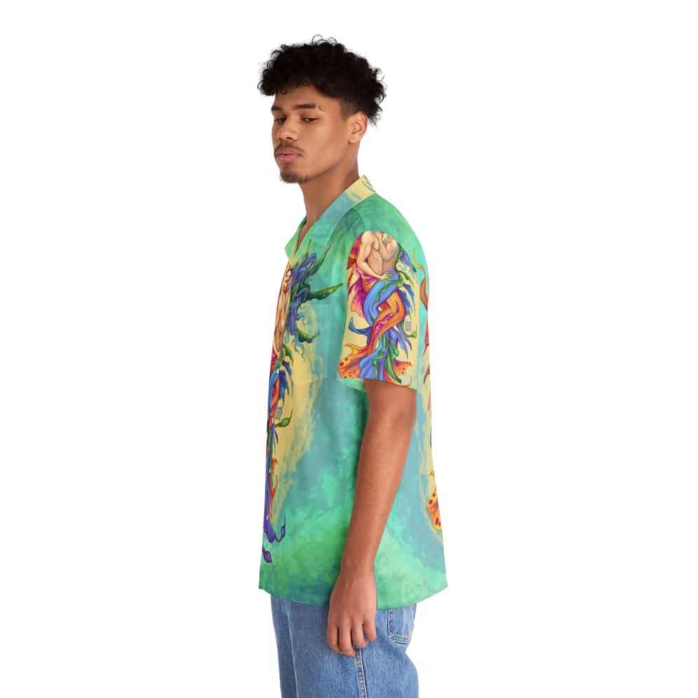 Underwater Kiss Hawaiian Shirt featuring a merman design - People Left