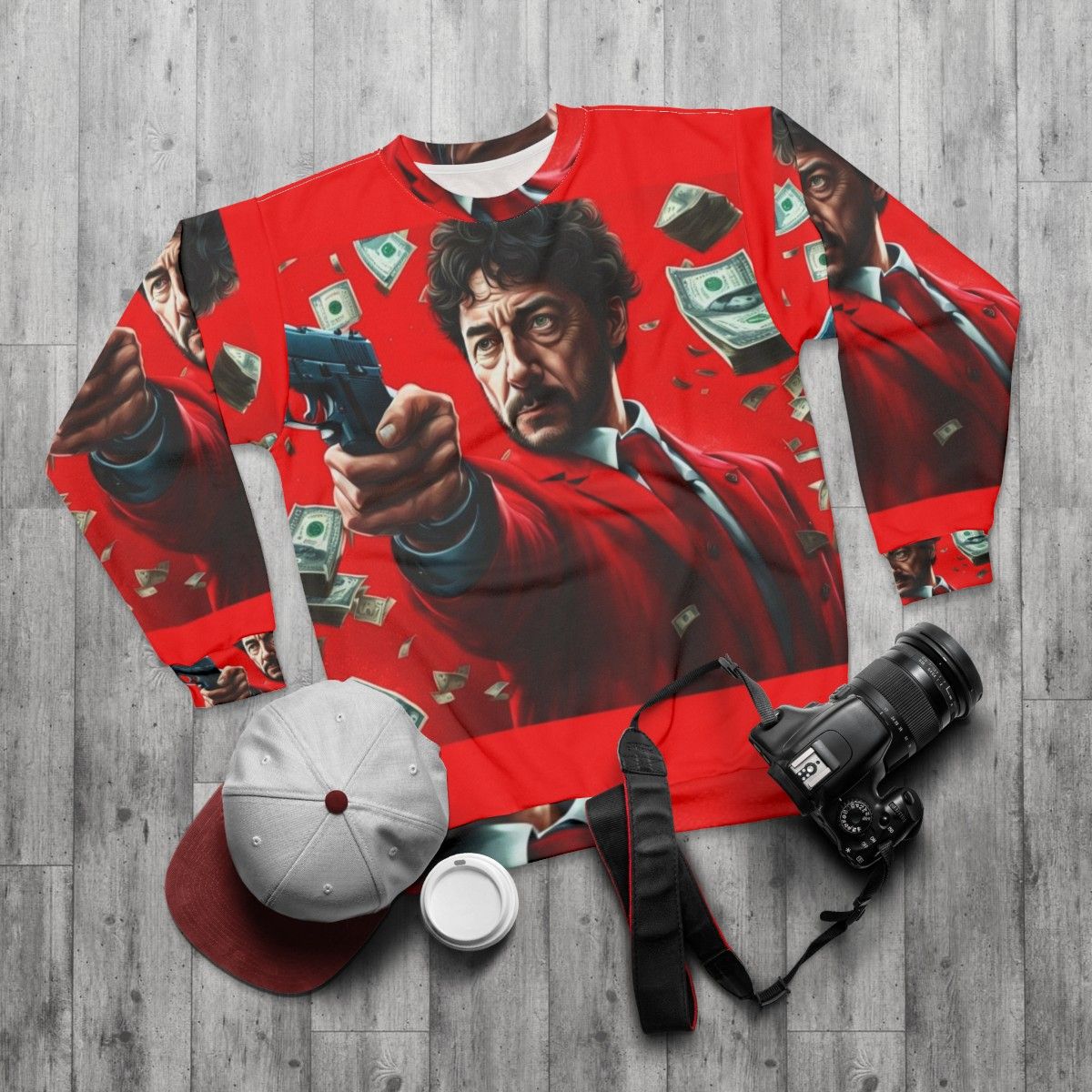 Money Heist Red Suit Sweatshirt - flat lay