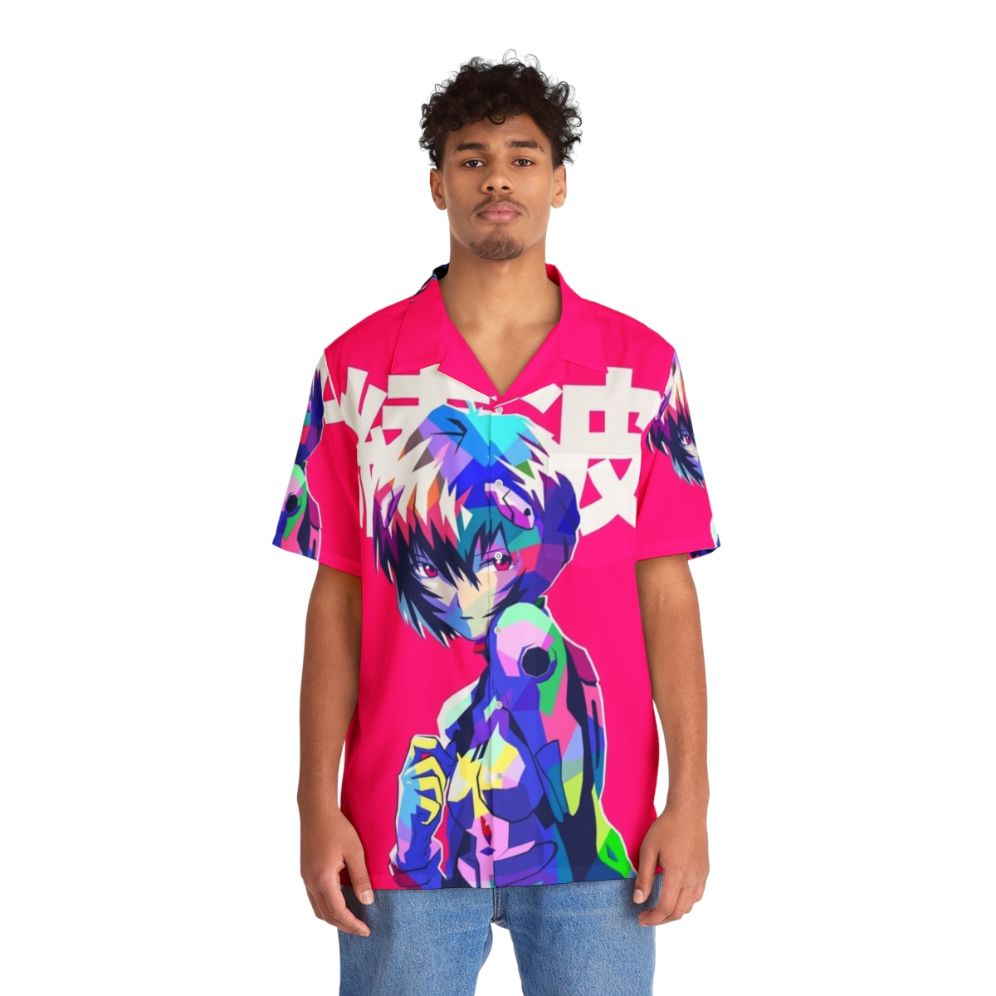 Rei Ayanami Inspired Hawaiian Shirt - People Front