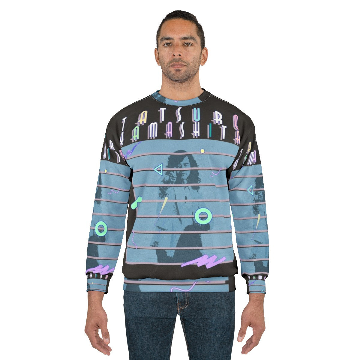 Tatsuro Yamashita Inspired Black Retro Sweatshirt - men