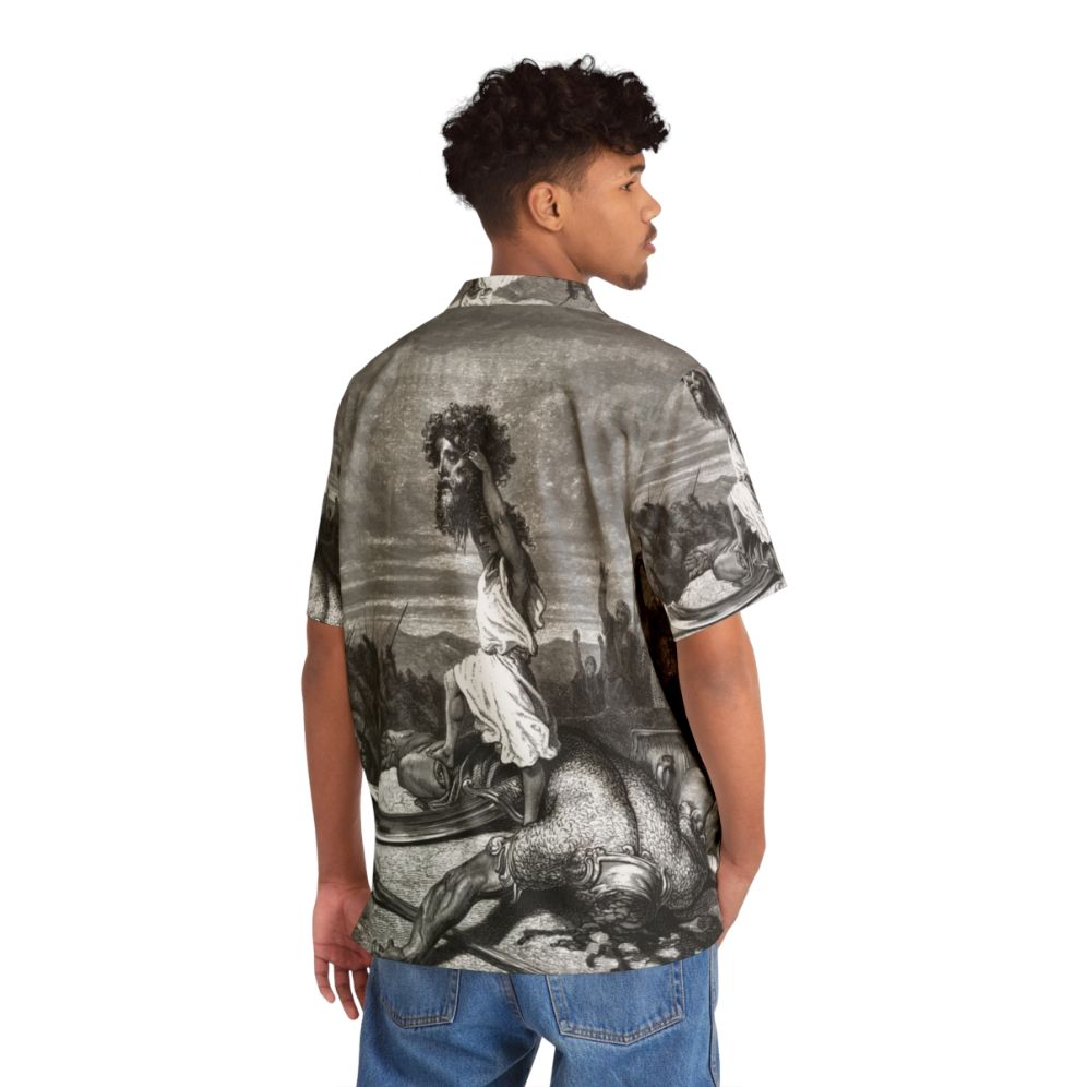 Davide E Golia Hawaiian Shirt featuring biblical David and Goliath design - People Back