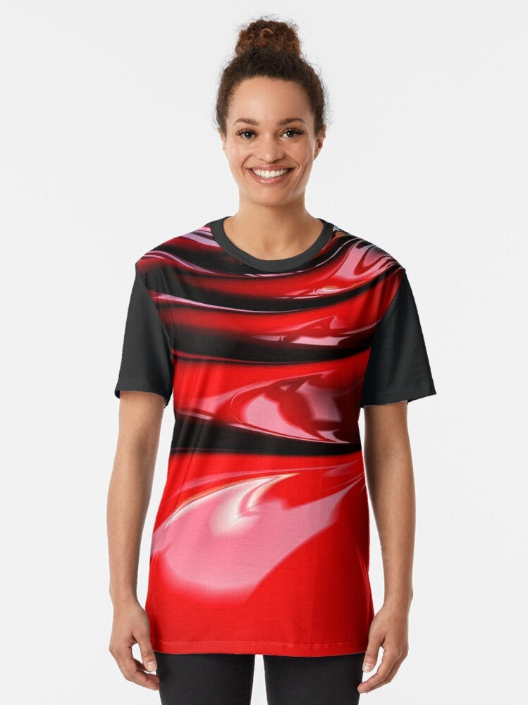 Liquid red latex graphic t-shirt - Women