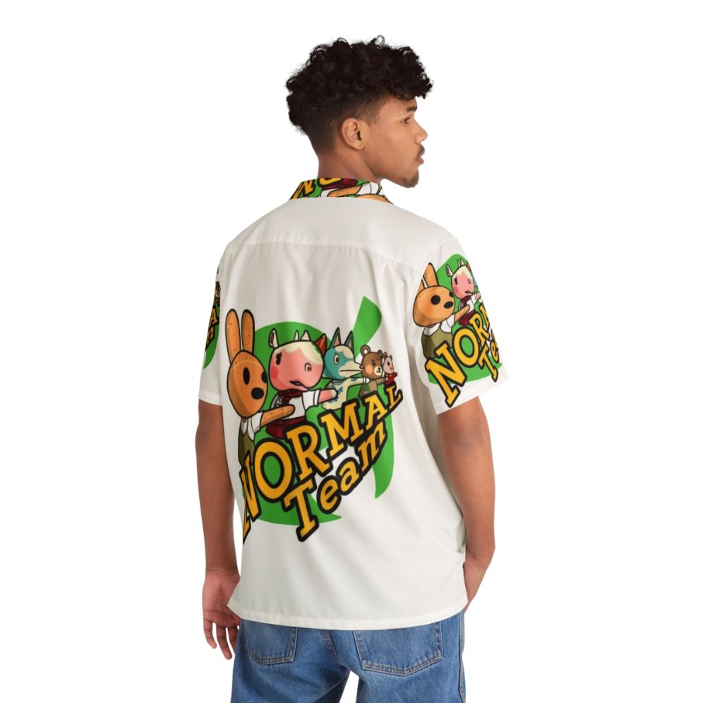 Colorful Hawaiian-style shirt with Animal Crossing character designs - People Back