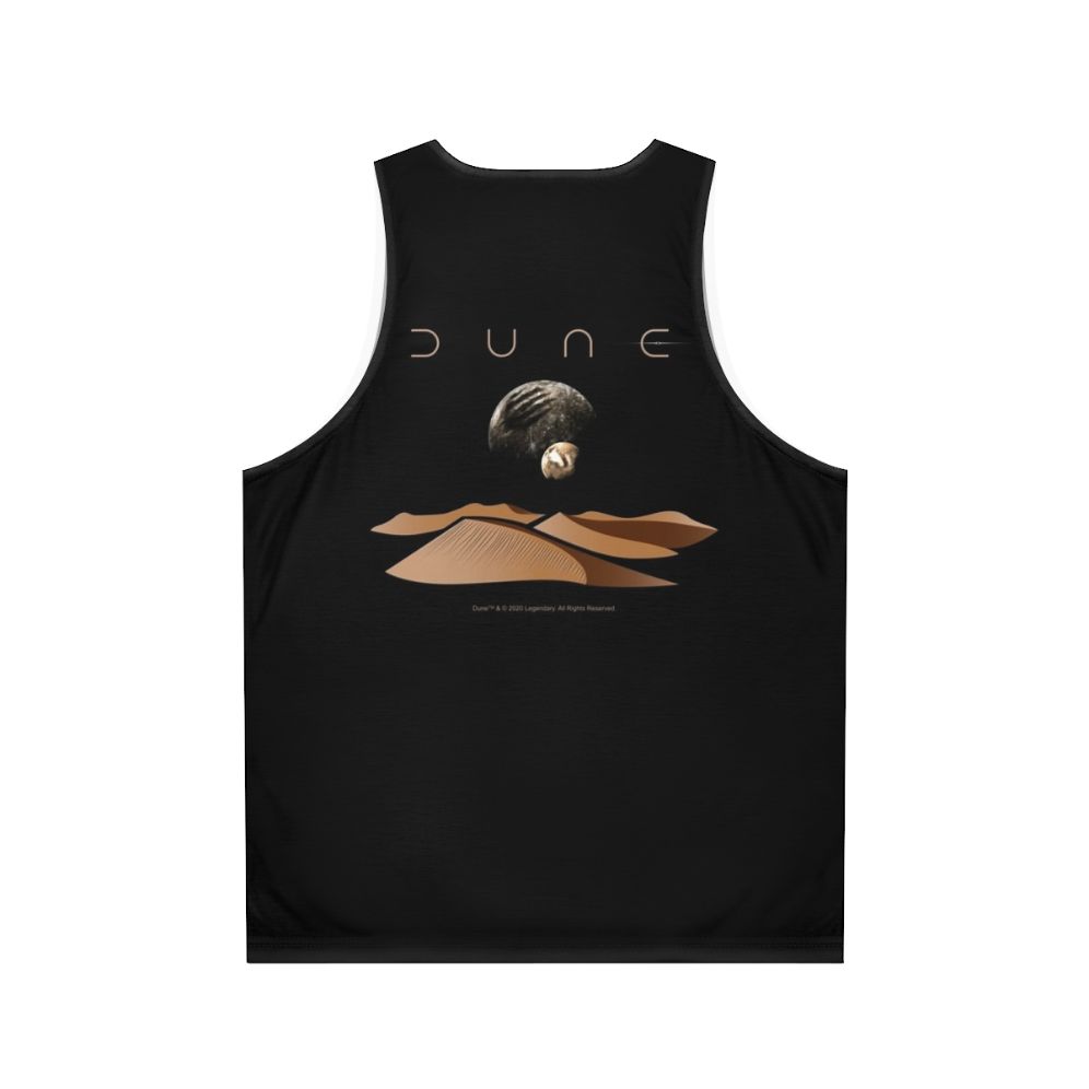 Dune landscape unisex tank top featuring the moons of Arrakis - Back