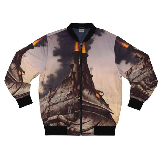 Steampunk-inspired heavy metal album cover bomber jacket