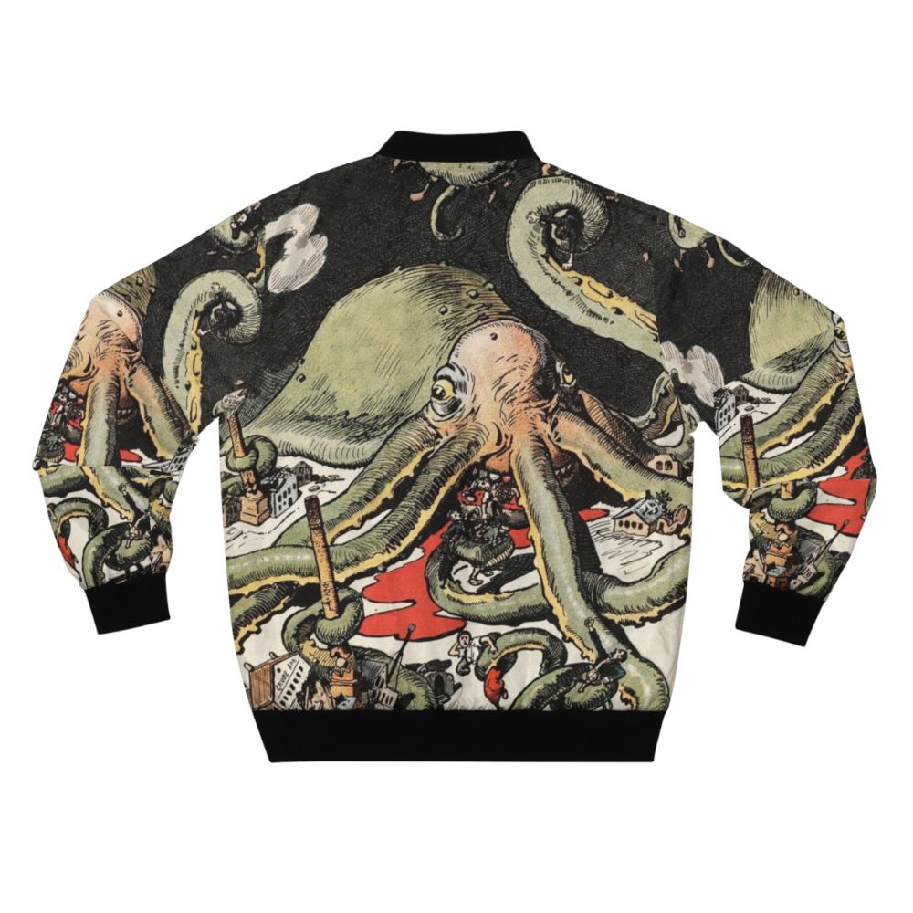 Cthulhu-inspired vintage horror bomber jacket with Lovecraft-style design - Back