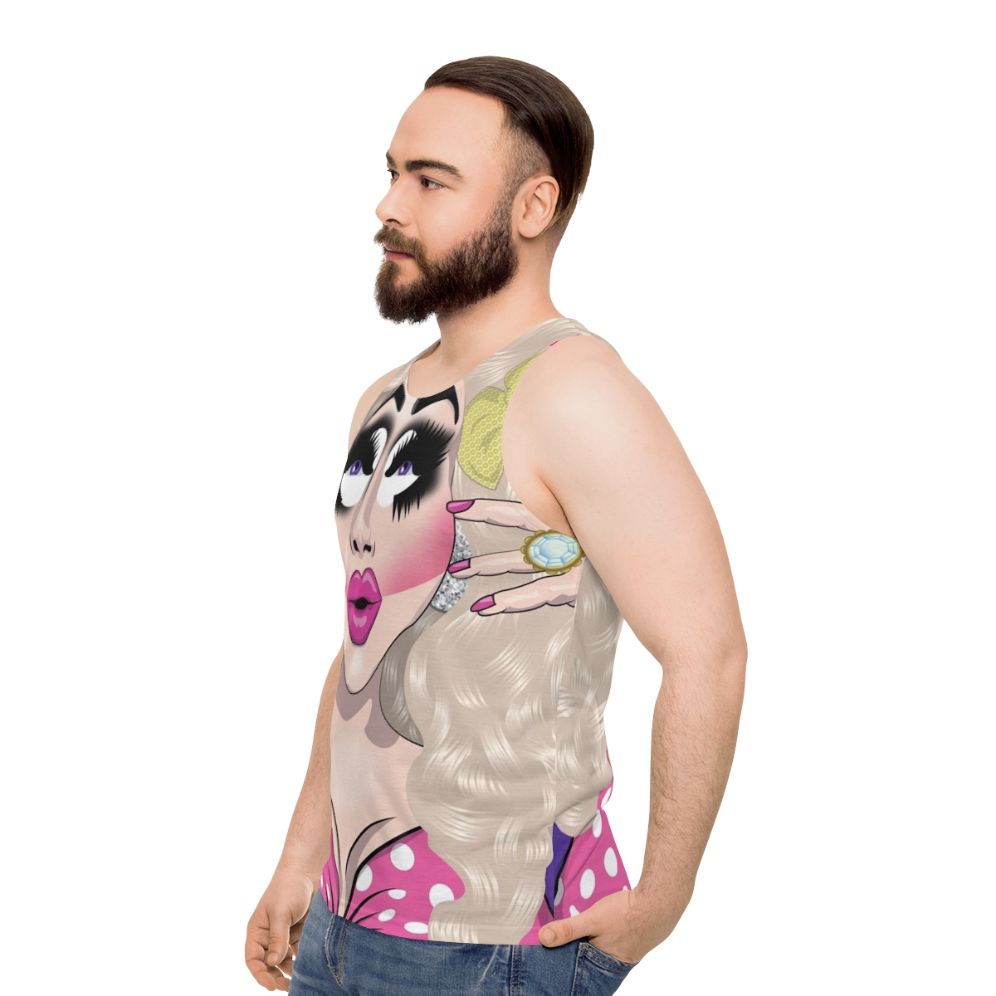 Trixie Mattel pink unisex tank top - men side