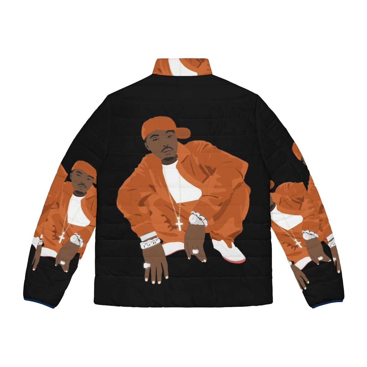 Nas Illmatic Inspired Puffer Jacket with Vector Design - Back