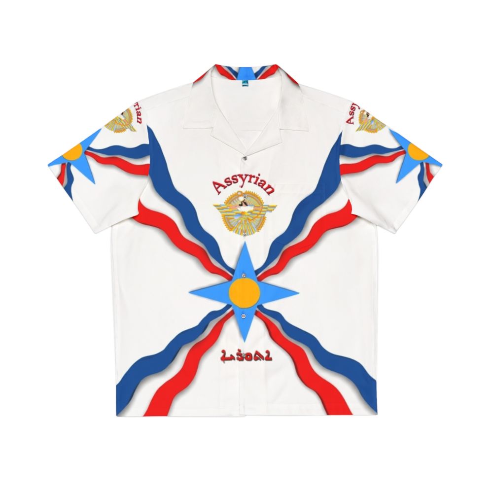 Assyrian Flag Hawaiian Shirt with Traditional Mesopotamian Design