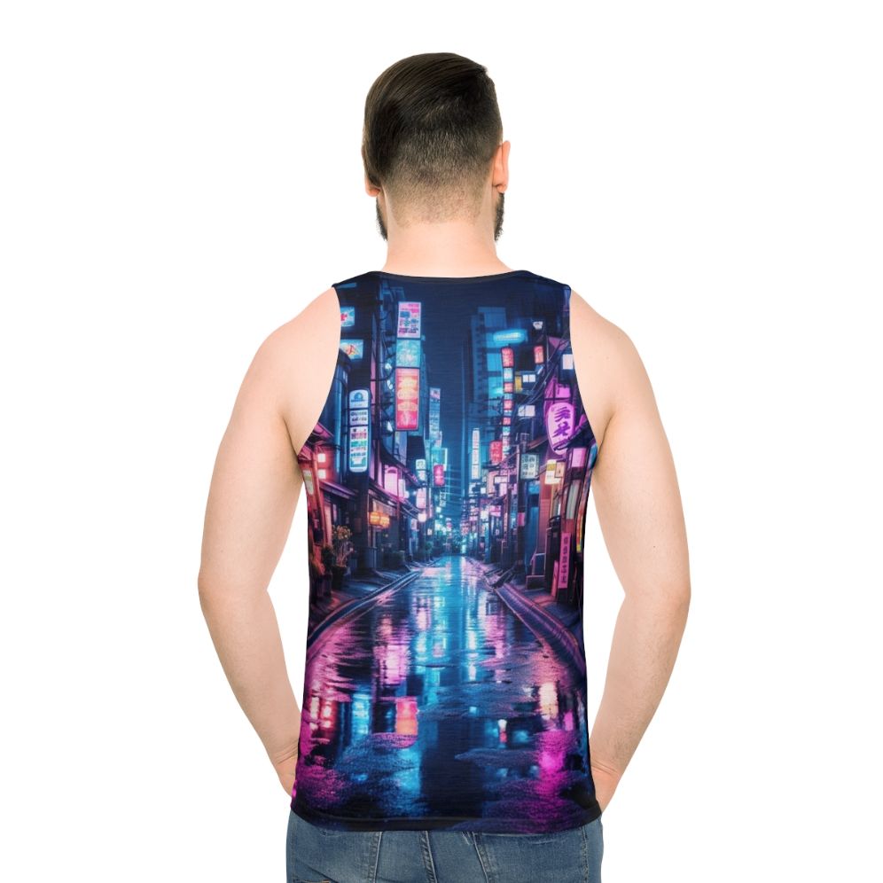 Tokyo neon cyberpunk unisex tank top - men back