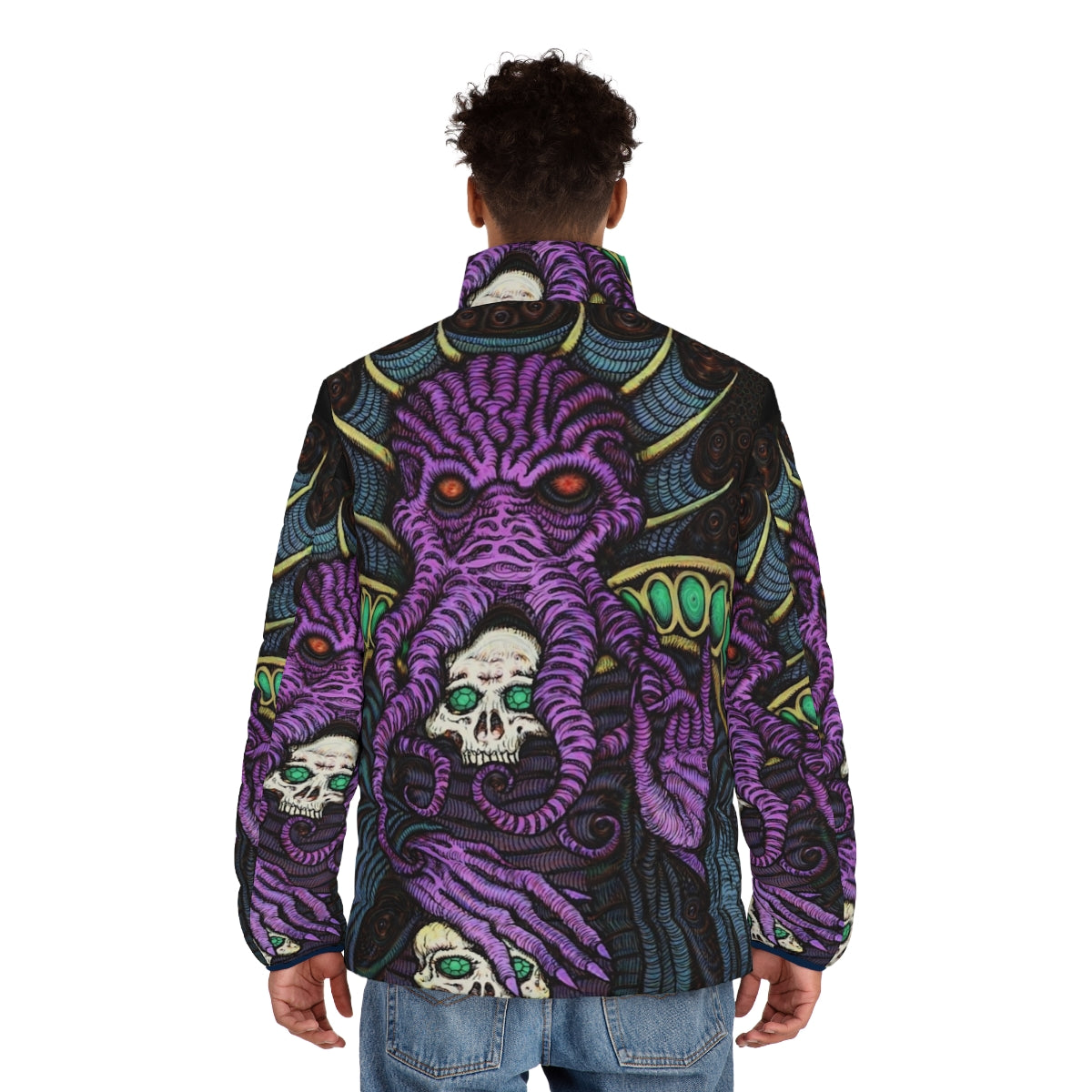 Mind Flayer Azhmodai 2018 Dungeons & Dragons Puffer Jacket with focus keyword "mind flayer puffer jacket" - men back