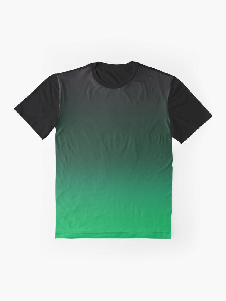 Ombre gradient graphic design on a green t-shirt - Flat lay