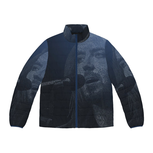 Tim Minchin's Iconic Lyrics Puffer Jacket featuring his witty and thought-provoking words