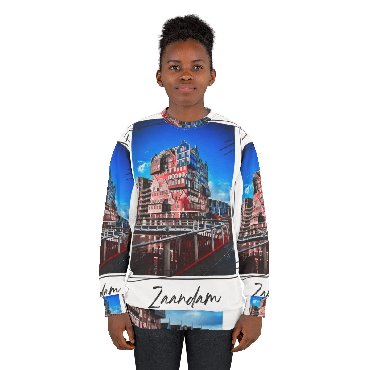 Zaandam city sweatshirt featuring traditional Dutch architecture - women