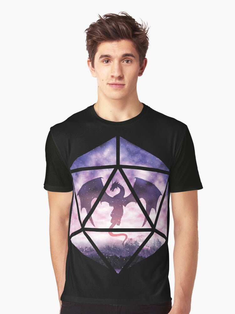 Dungeons & Dragons D20 Dragon Graphic T-Shirt with fantasy tabletop role-playing design - Men