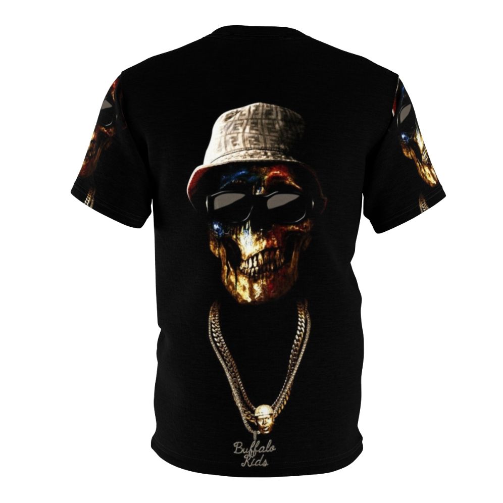 Skull face graphic t-shirt design inspired by hip hop artist Conway the Machine and Griselda Records - Back