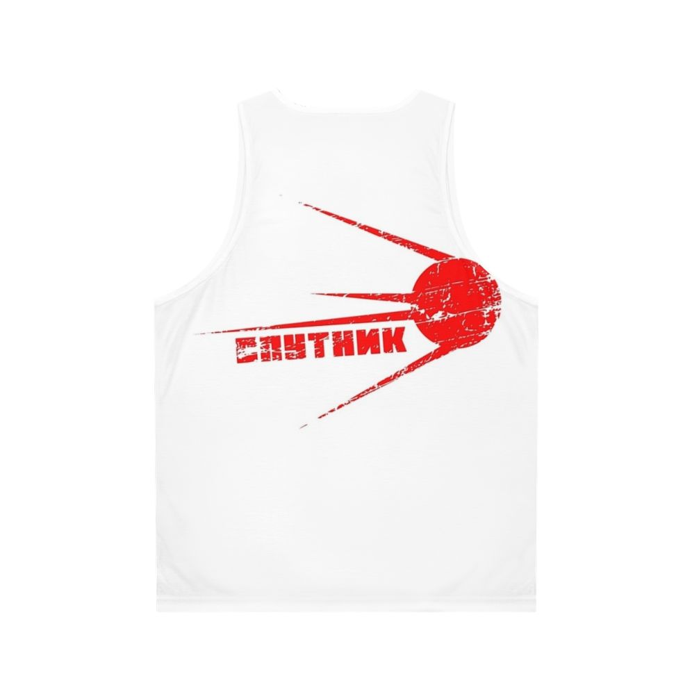 Sputnik Unisex Tank Top with Soviet Space Program Design - Back