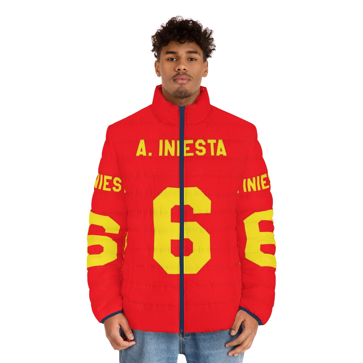 Iniesta Number 6 Spain Football Puffer Jacket - men front