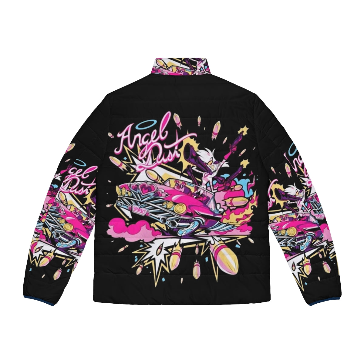 Hazbin Hotel Angel Dust Puffer Jacket with Anime-Inspired Design - Back