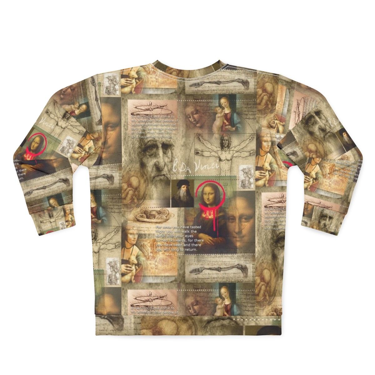 Renaissance-inspired sweatshirt featuring Leonardo Da Vinci's iconic artwork - Back