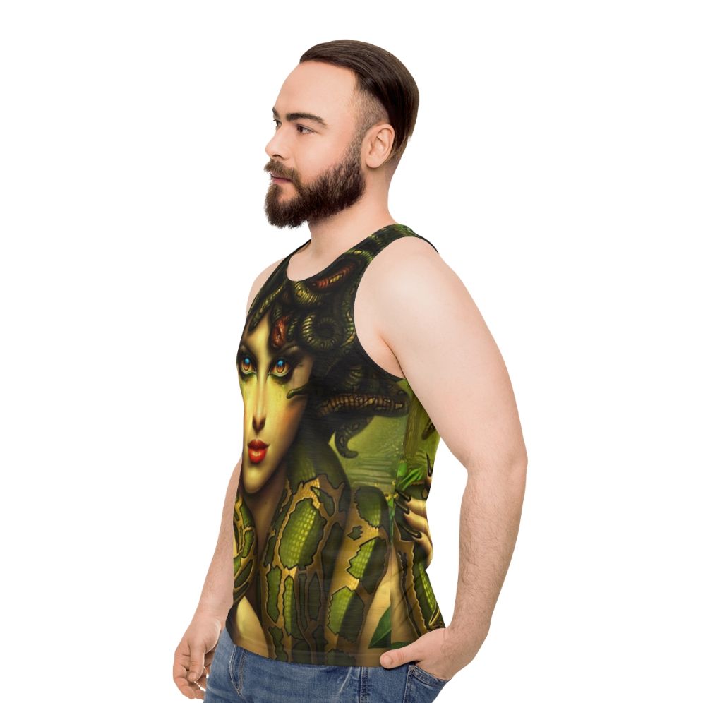 Medusa Unisex Tank Top with Mythological Greek Gorgon Artwork - men side