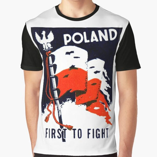 "Polish WWII 'First to Fight' Graphic T-Shirt Design"