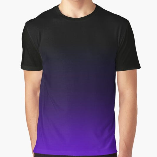 Minimalist black and purple gradient graphic design t-shirt