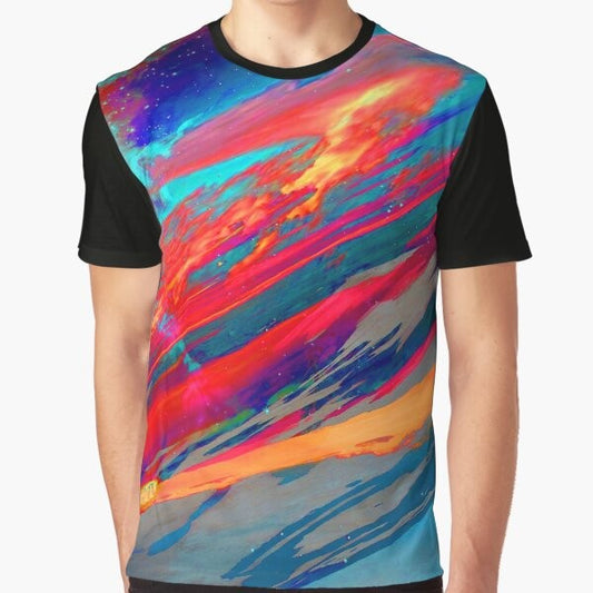 Vibrant nebula space galaxy stars graphic design t-shirt