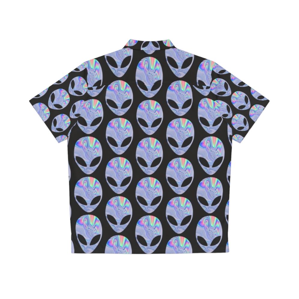 Colorful Hawaiian shirt with alien and space-themed holographic design - Back